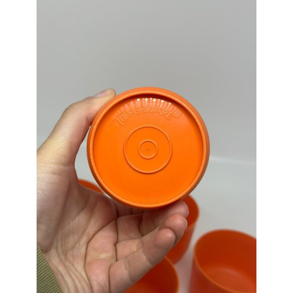 Vintage Tupperware Orange Snack Containers 2"x3" Set of 6 Bowls (No Lids) - Picture 4 of 8